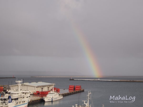 宮古島宿泊先からの海と虹